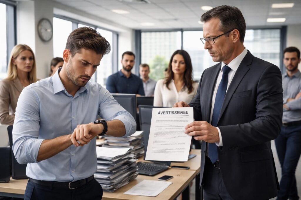 Sanctions possibles pour retards fréquents au bureau