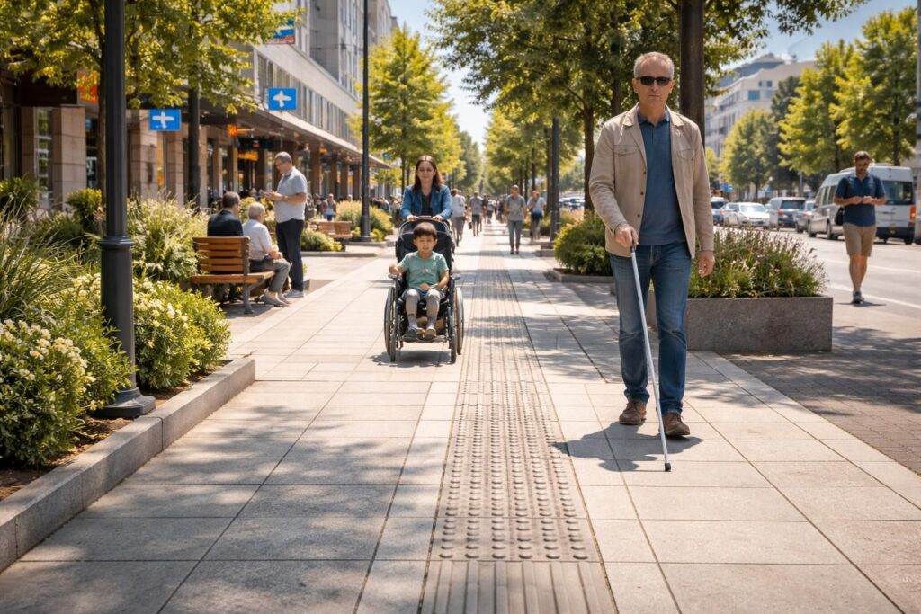 L’importance de la bande de guidage PMR en béton dans les espaces publics