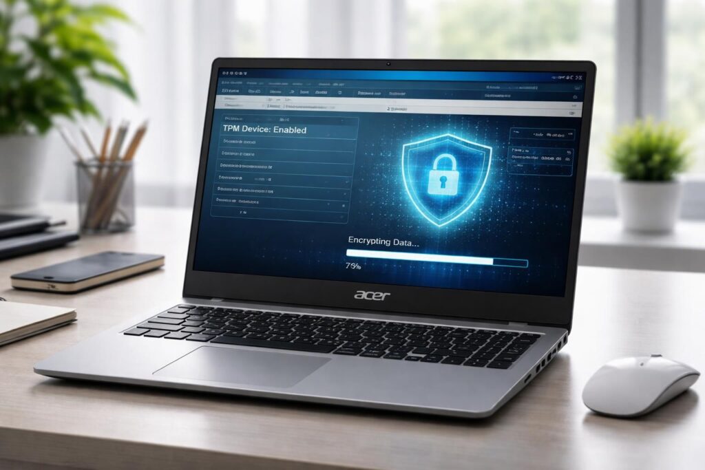 Sécurité : activer TPM et chiffrement sur PC portable Acer