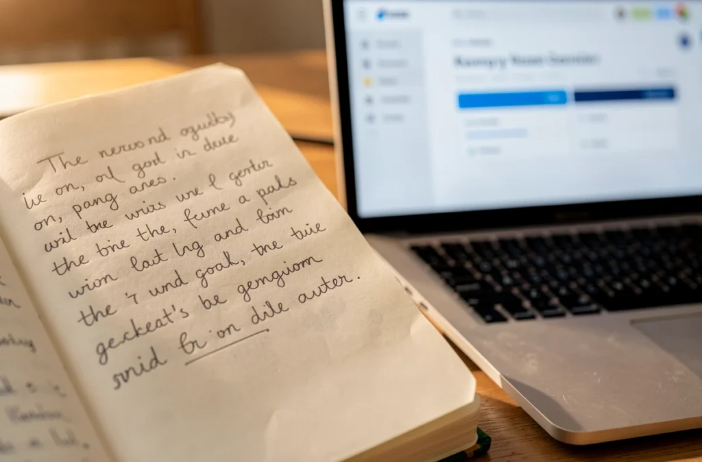 Carnet de notes et ordinateur portable avec une liste de noms